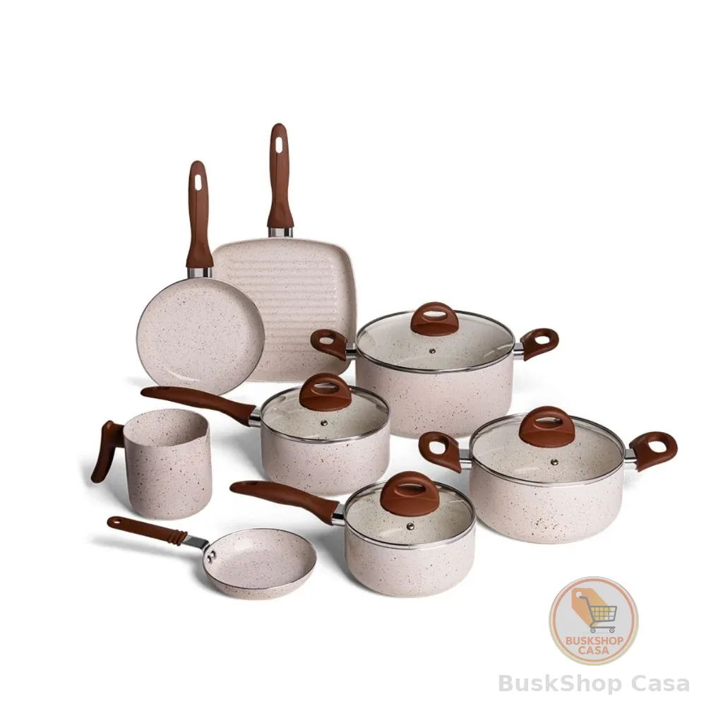 Jogo de Panelas Vanilla Ceramic Life Brinox Smart Plus 8 Peças - Antiaderente