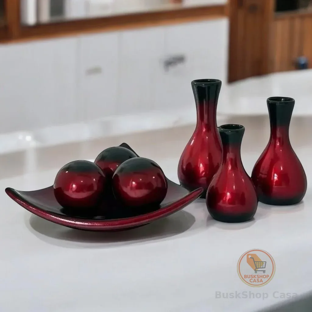 Vaso Kit Cerâmica Decoração Enfeite Presente Casa Aparador Luxo