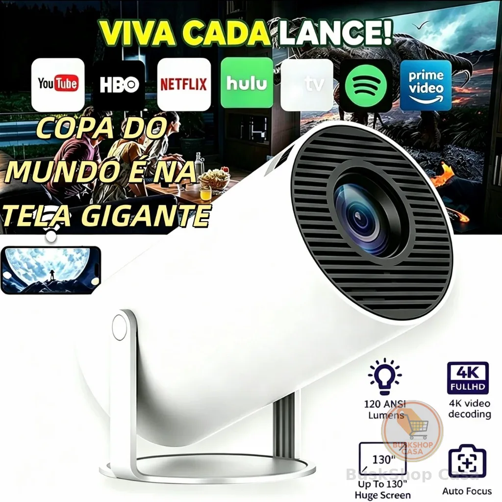 Projetor 4K HD 150 Polegadas Celular, Tv B0x, Xbox, PS, Pc, Wifi HY300 Pro Magcubic Envio Imediato