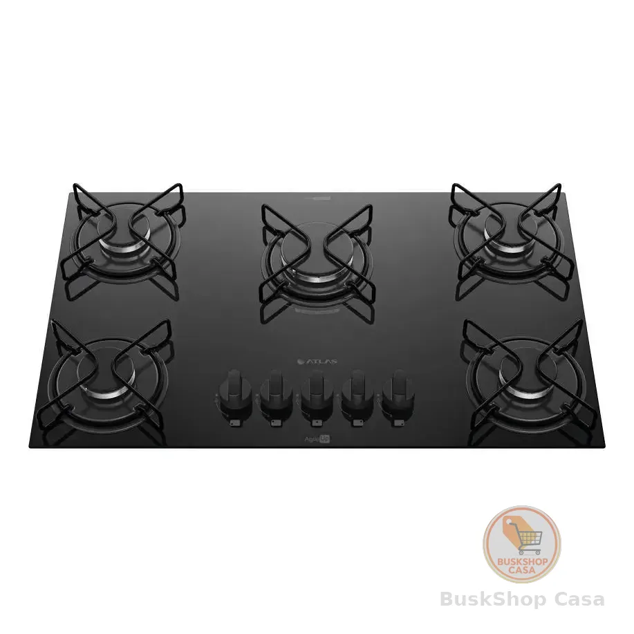 Cooktop 5 Bocas Mesa De Vidro Atlas Agile Up Bivolt Preto
