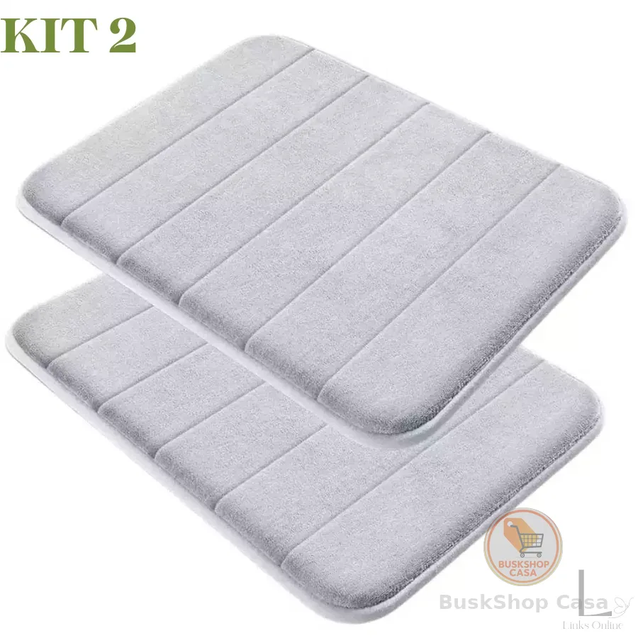 Kit 2  Tapete De Banheiro Soft Macio Secagem Rápida 60x40cm