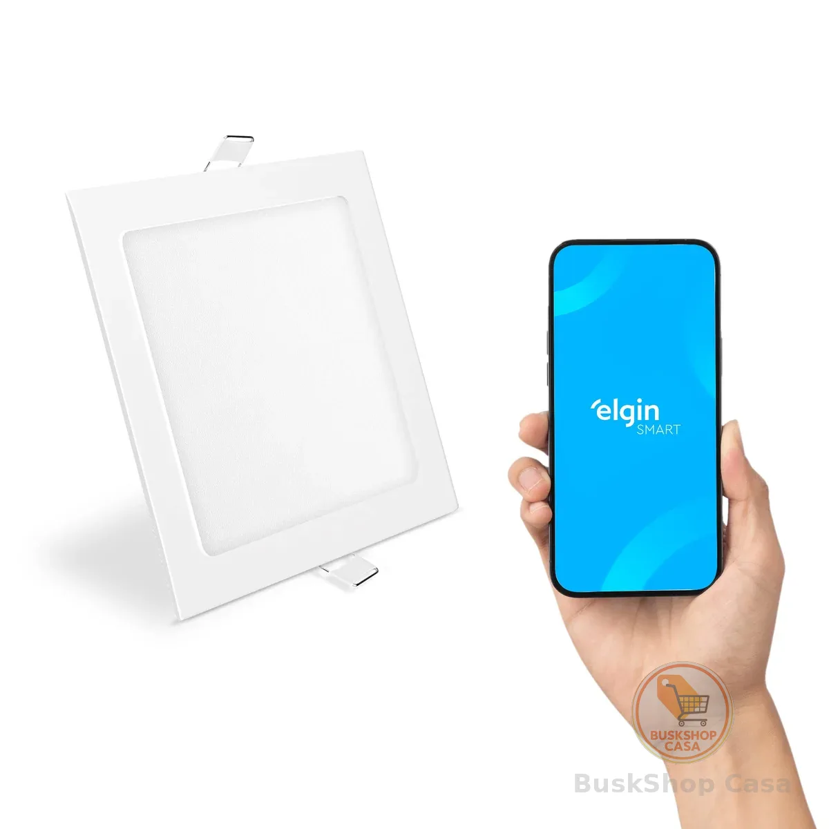 Luminária Inteligente 24W 3000-6500k Wifi Elgin Quadrada de Embutir compatível com Alexa e Google Home