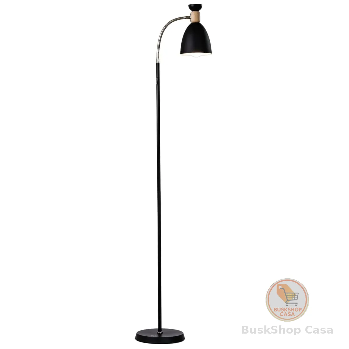 Abajur de chão flexivel luminaria chao articulada piso detalhe em madeira Techled (Preto)