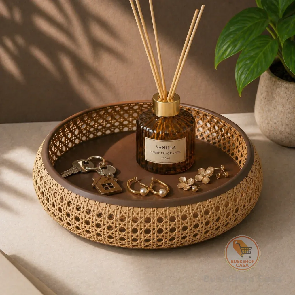 Organizador decorativo e Porta objetos Rattan, bandeja Moderna Chaves Carteira Para Mesa Sala Quarto