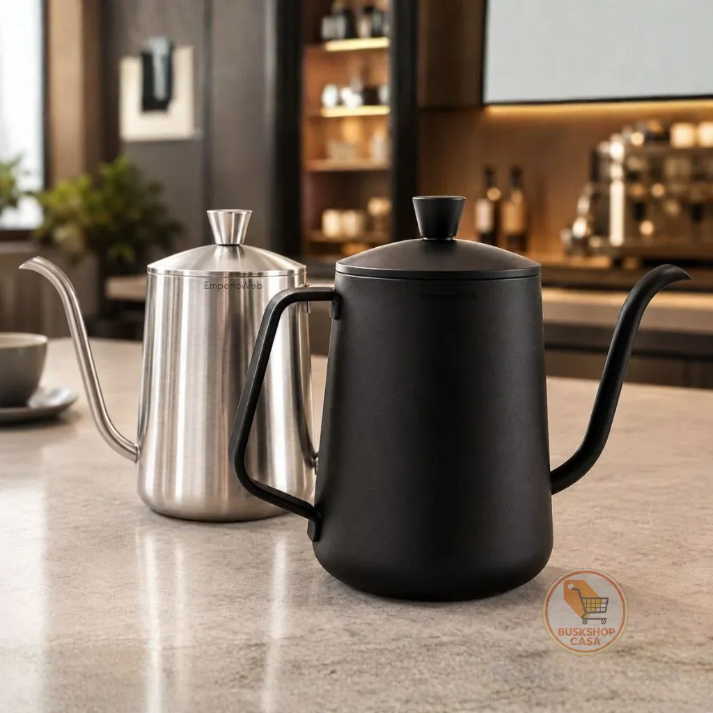 Bule Inox Escovado Bico Fino 600 Ml Leiteira Profissional Aço Inoxidável Antiferrugem Chaleira Preto