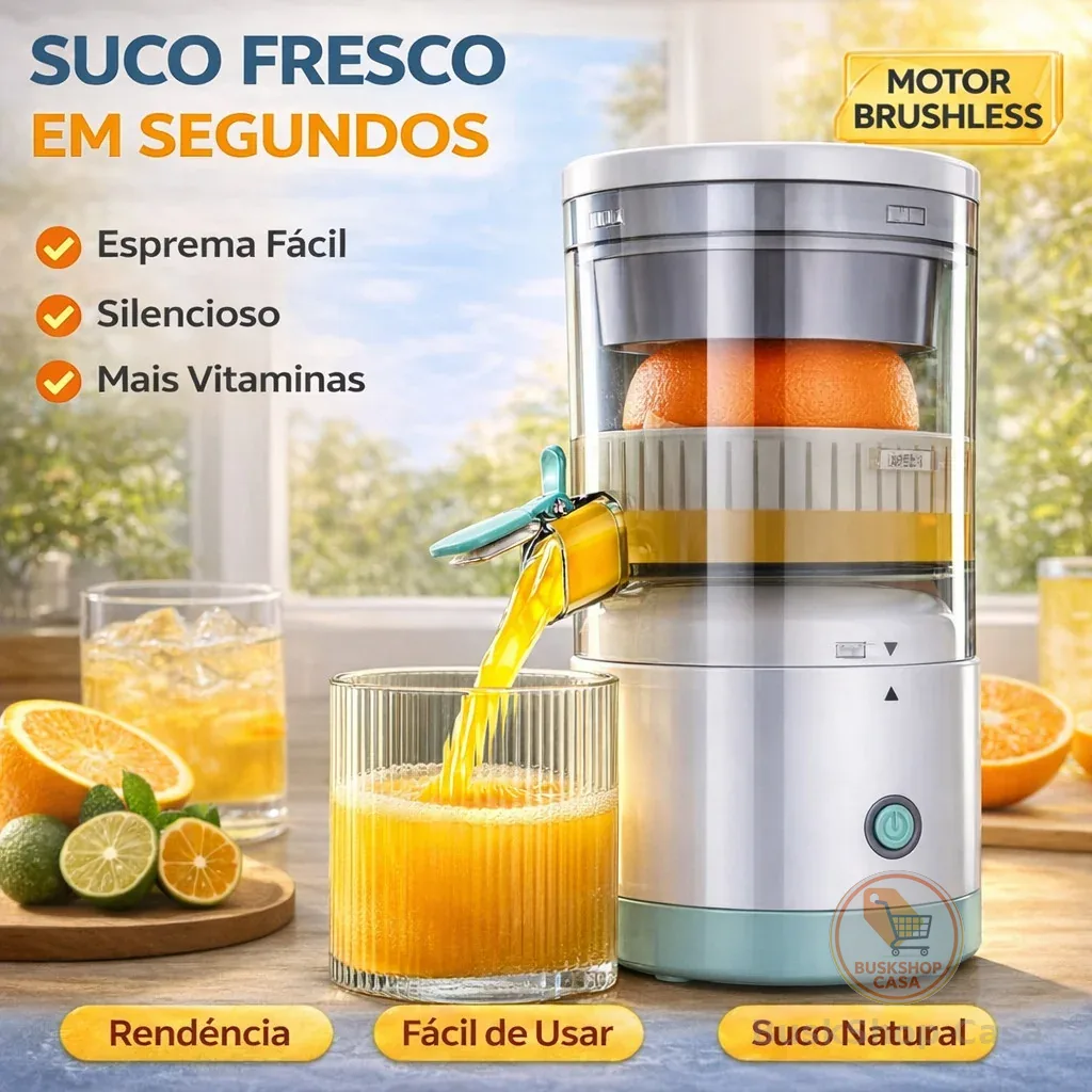 Espremedor Elétrico de Frutas Automático | Laranja, Limão e Outras Frutas | Suco Natural Rápido | Design Premium