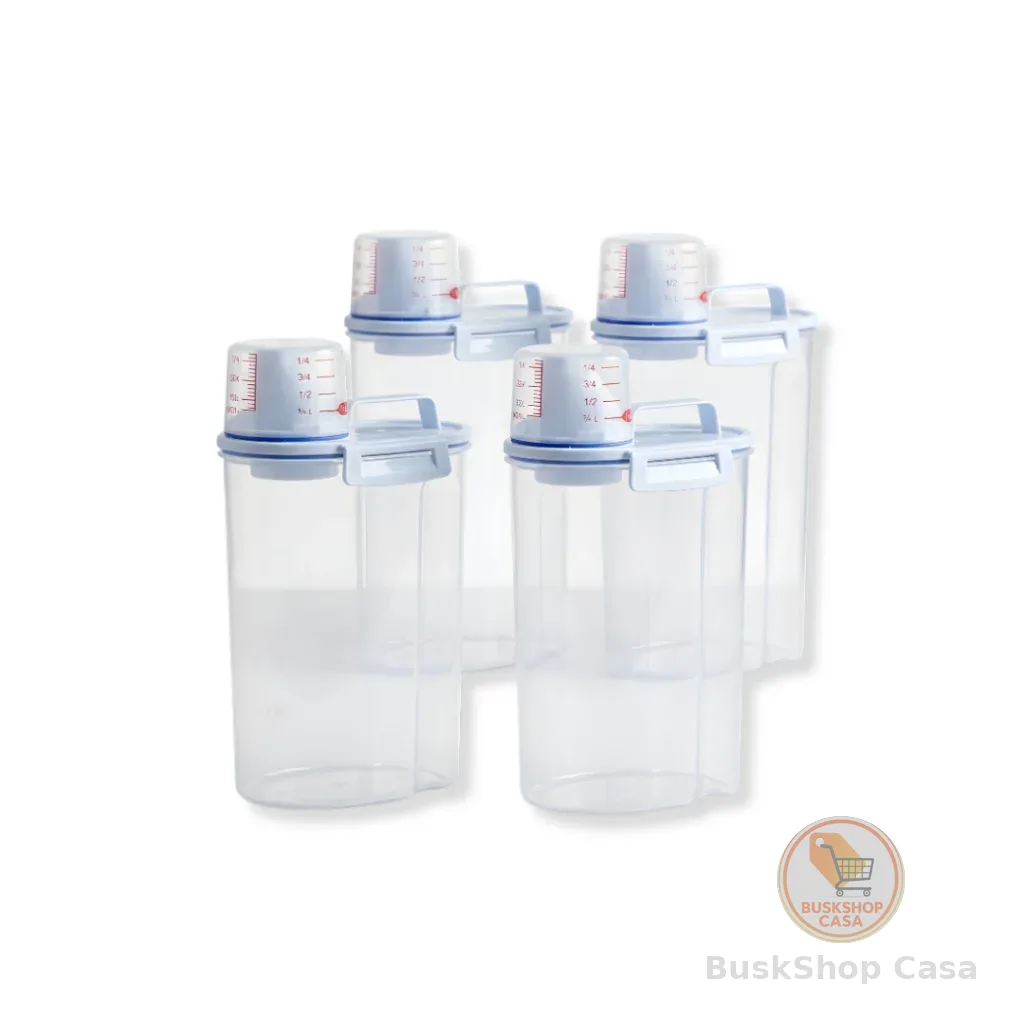 Kit 4 unids Pote Hermético 2L Premium Com Medidor Organizador De Alimentos Mantimentos Arroz