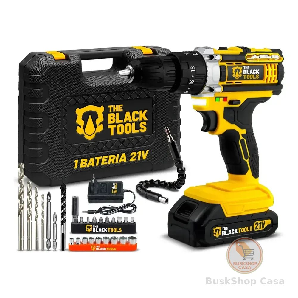 Parafusadeira E Furadeira Impacto The Black Tools Tb-21pw 3/8 Cor Amarelo Frequência 50/60 Hz 127/220v 60hz