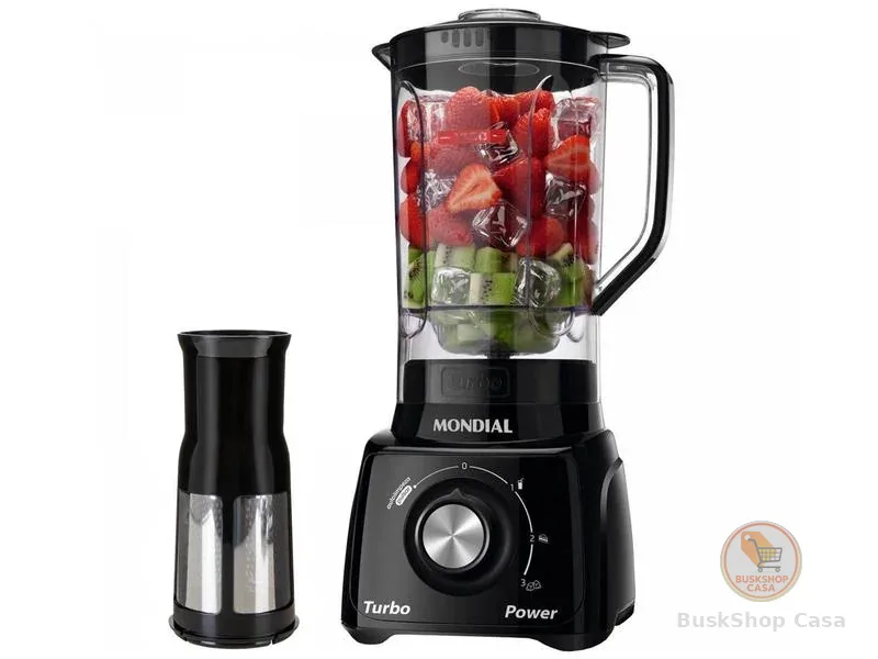Liquidificador Mondial Turbo Power L-99 FB Preto com Filtro 3 Velocidades 550W