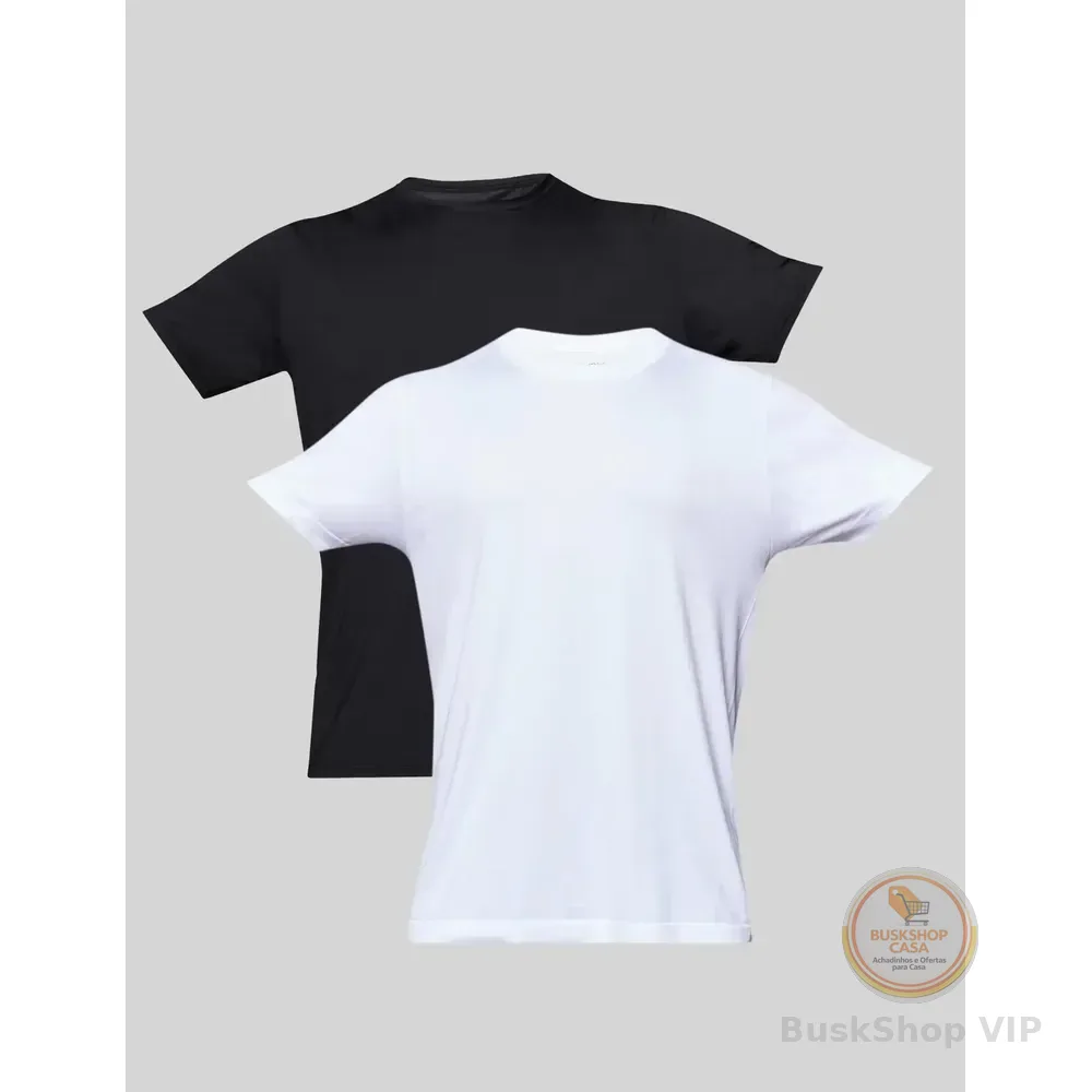 Kit 2 T-shirt Tecnologica Sem Costura Lisa Masculina Delrio Preto E Branco Liso Pto E Bco G Lisa