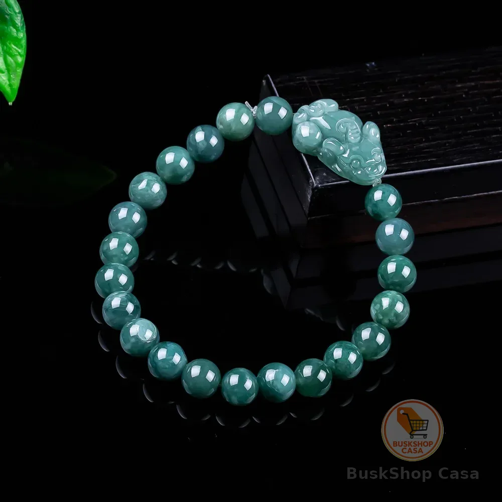 Pulseira Pixiu de Jadeíta Birmanesa Natural, Amuletos Vintage, Presentes para Mulheres, Joias, Bracelete, Acessórios de Jade Genuíno