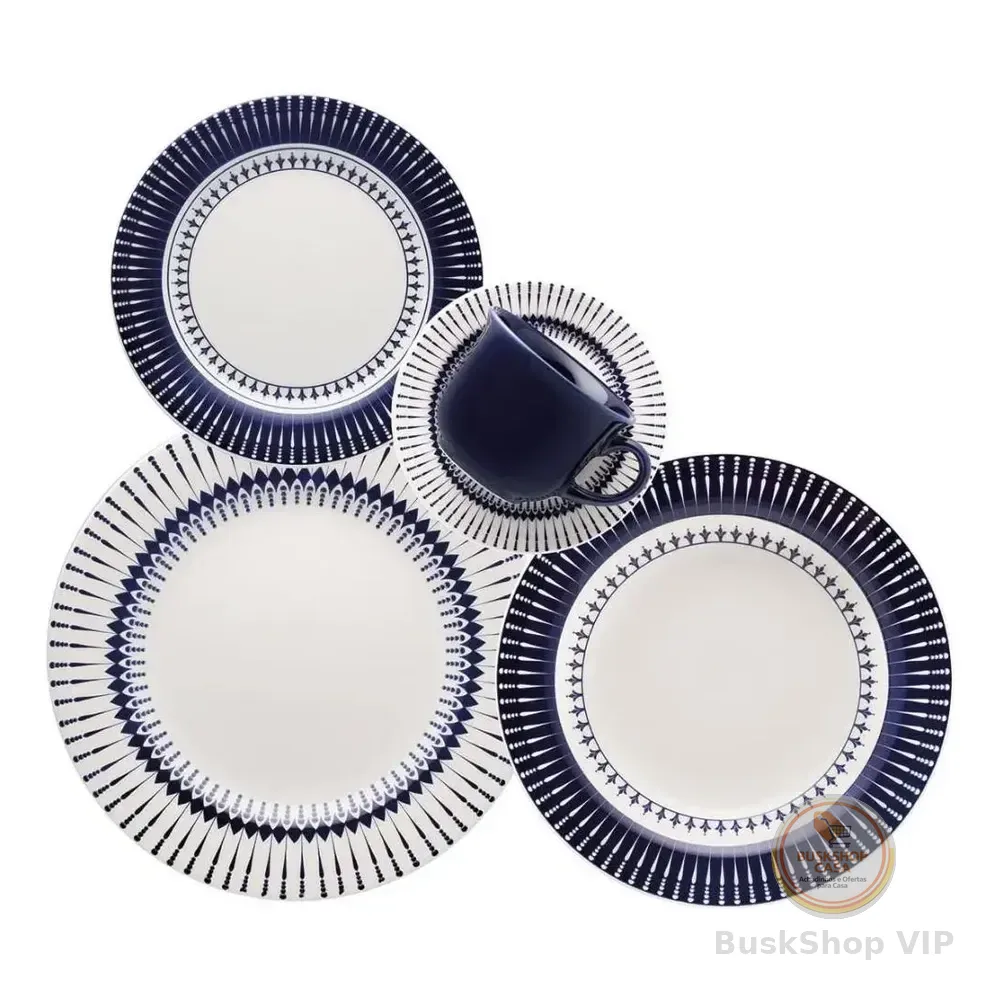 Aparelho De Jantar E Chá 30 Peças Donna Colb Azul Estampado