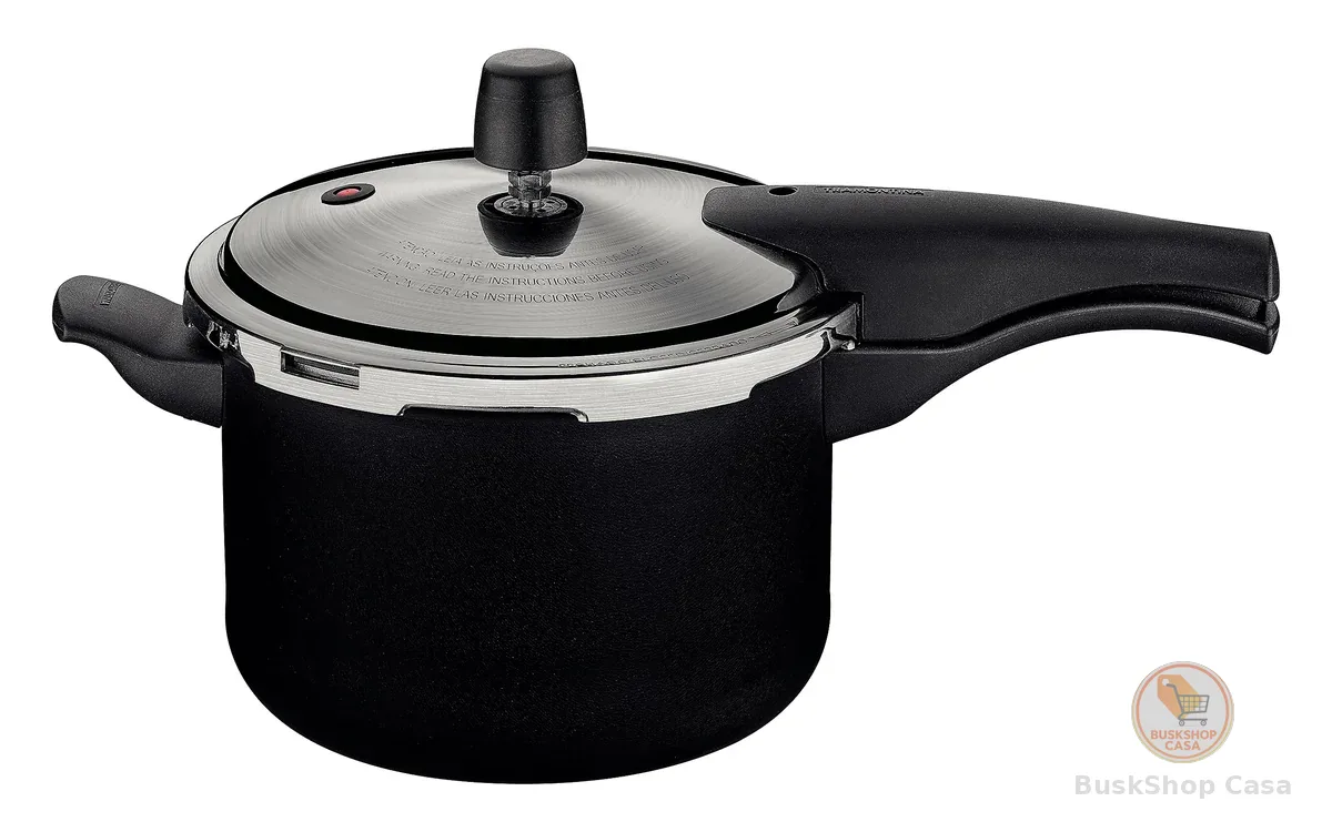 Panela de Pressão Tramontina Vancouver Effect em Alumínio com Revestimento Interno e Externo em Antiaderente Starflon Max Preto 20 cm 4,5 L