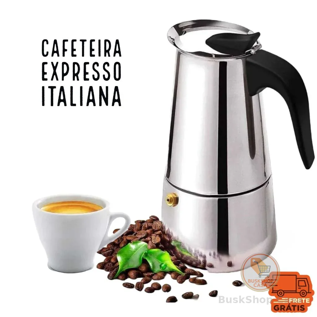 Maquina de Café Cafeteira Italiana 12, 9 Xícaras Expresso e Moka Em Inox 4, 6 Xícaras