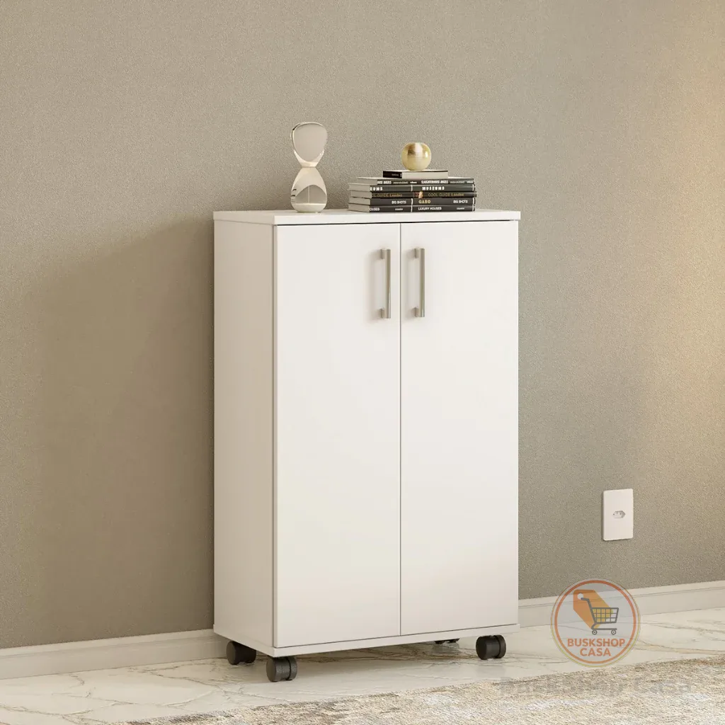 Armário Multiuso 96cm com Rodas 2 Portas | Lavanderia/Cozinha/Quarto | FULL
