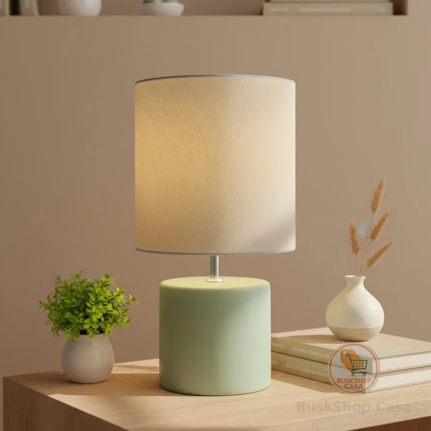 Lançamento - Abajur Cilindro em Cerâmica Premium Artesanal com Cúpula em Tecido – Design Minimalista