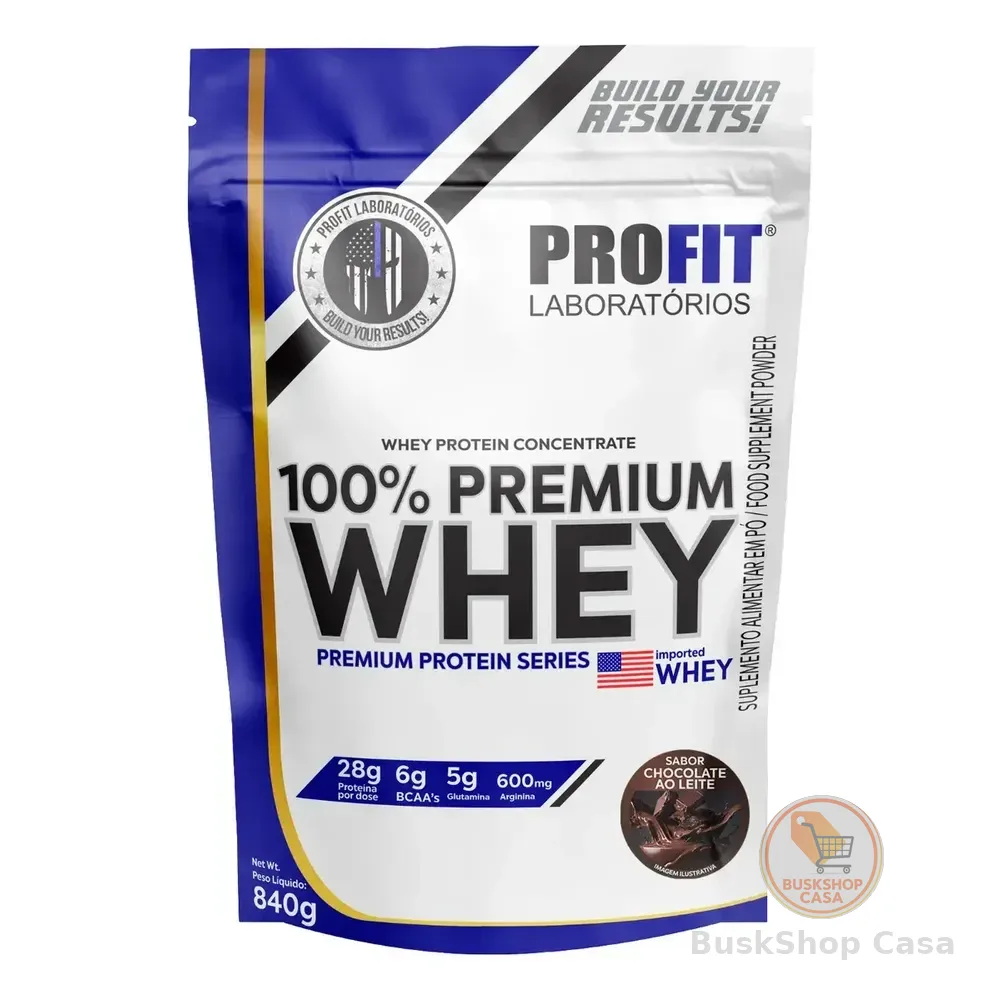 Whey Protein 100% Concentrado Premium 840g Profit Sabor Chocolate