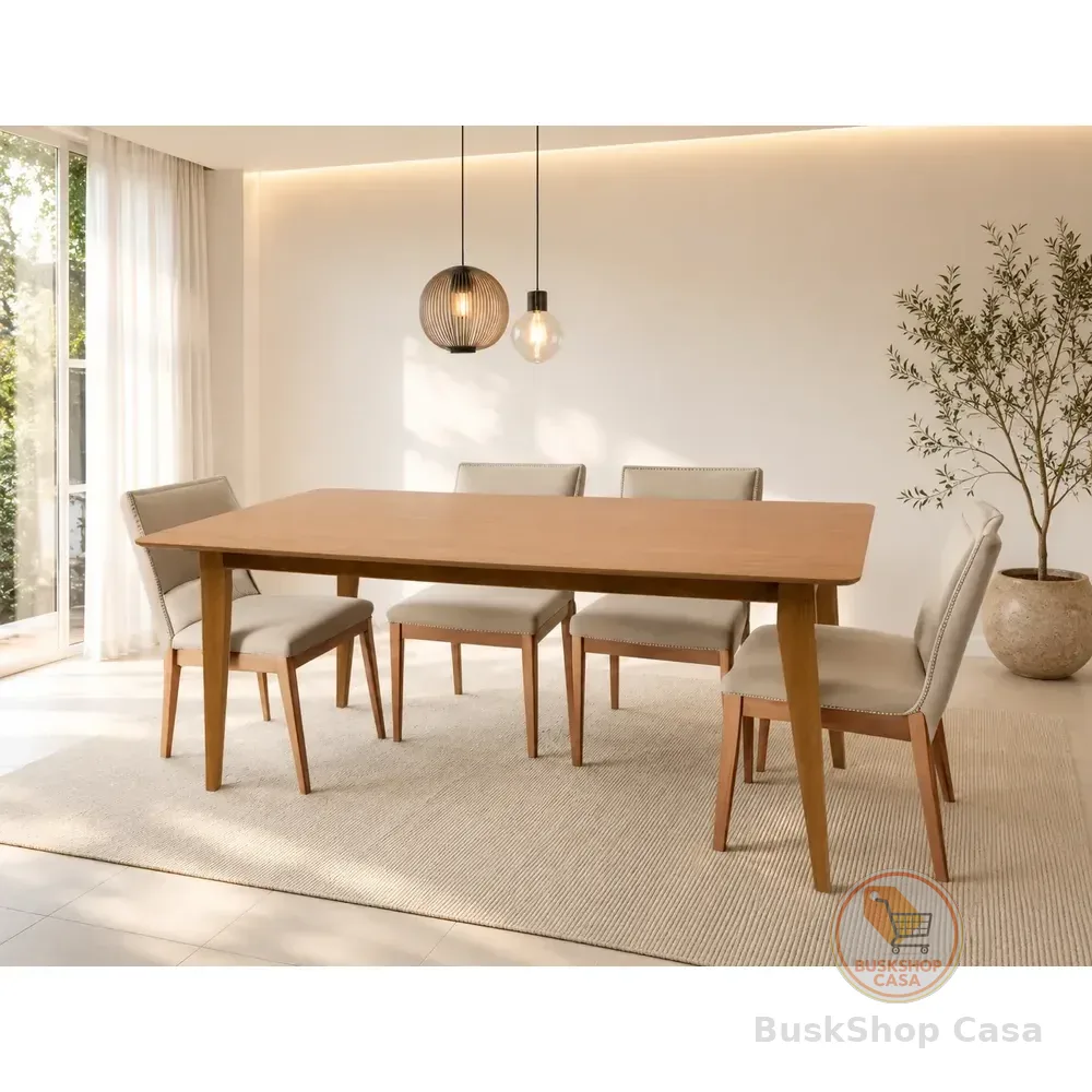 Mesa De Jantar Retangular 6 Lugares Evora 180 X 90 Amadeirado Madeira Maciça
