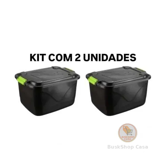 Kit 2 Caixa Organizadora 30 Litros Grande C/Tampa e Trava Cesto para Brinquedos e Multiuso