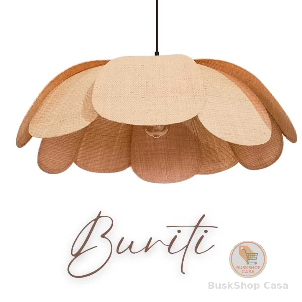 Luminária Pendente de Fibra de Buriti Natural Artesanal | Lustre Decorativo Sustentável – Casa Taika