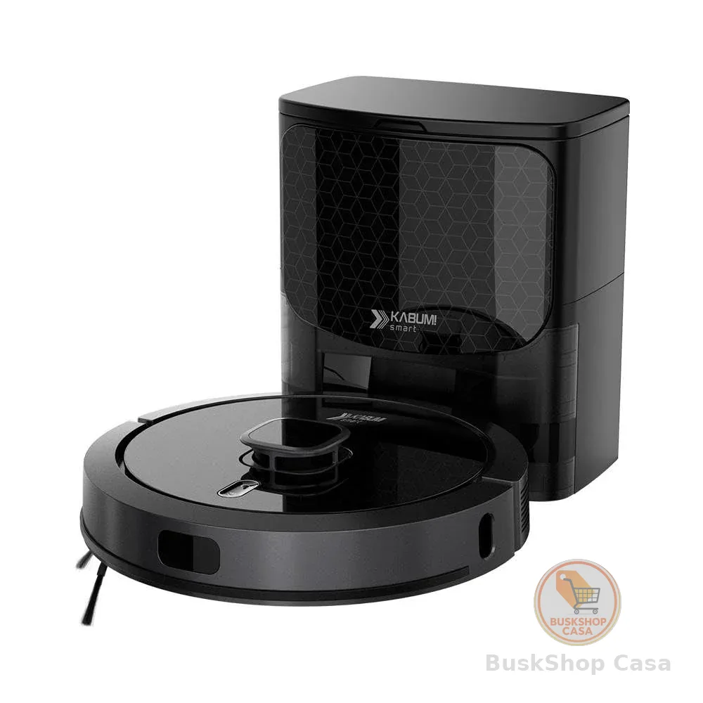 Robô Aspirador e Passa Pano KABUM! smart 900-5 Modos de Limpeza, Base 2 em 1, Mapeamento 3D - 127v - Preto - KBSF009