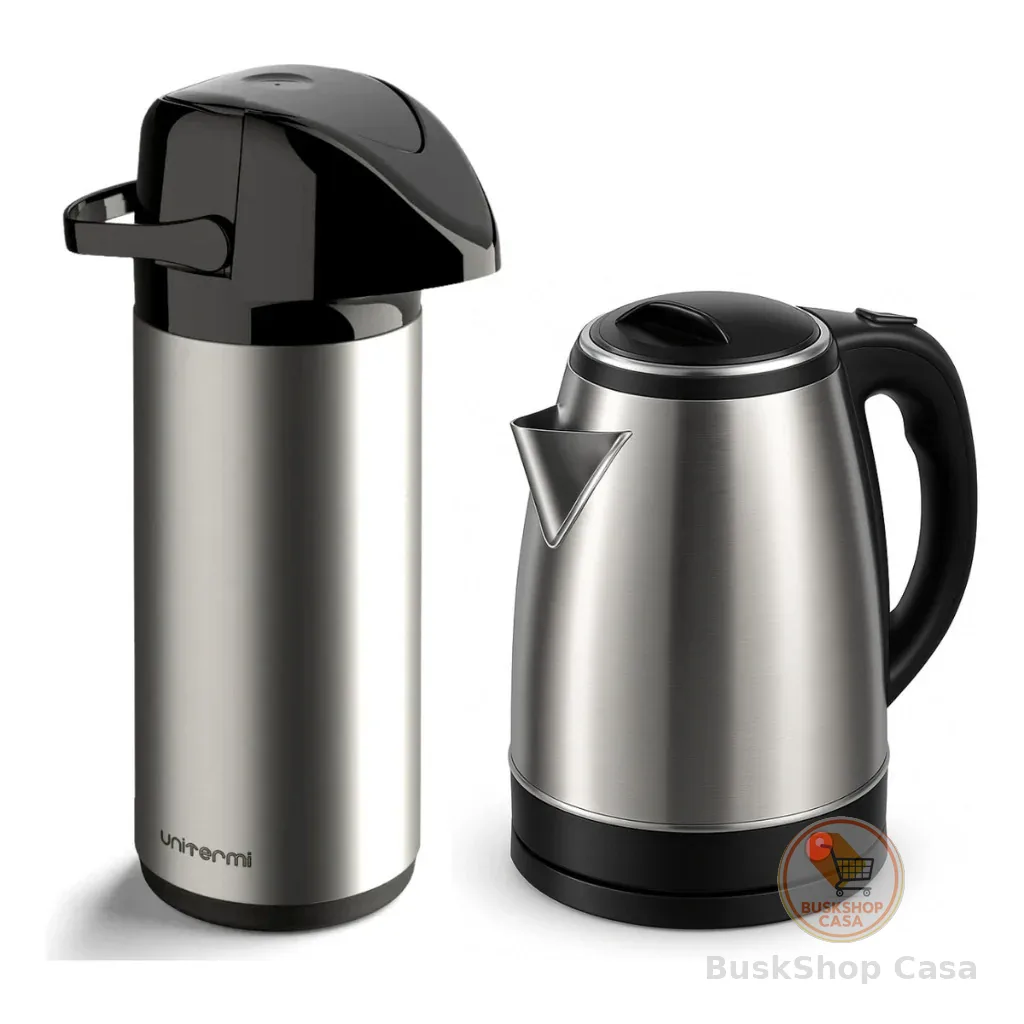 Kit Garrafa Térmica 1L + Chaleira Elétrica 1,8L 110v OU 220v - Unitermi