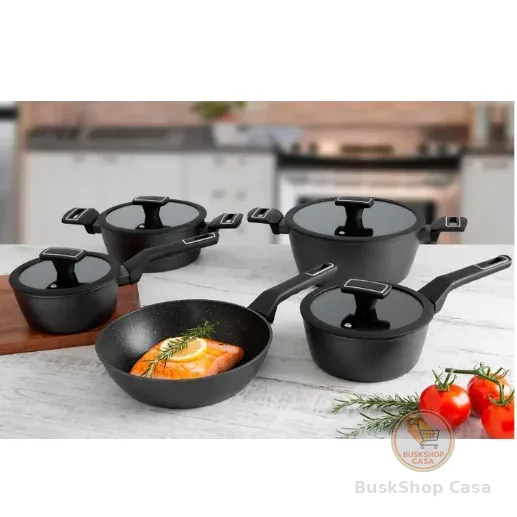 Jogo De Panelas Brinox Cerâmico 5 Pçs Carbon Ceramic Cor Preto para Todos os tipos de fogões