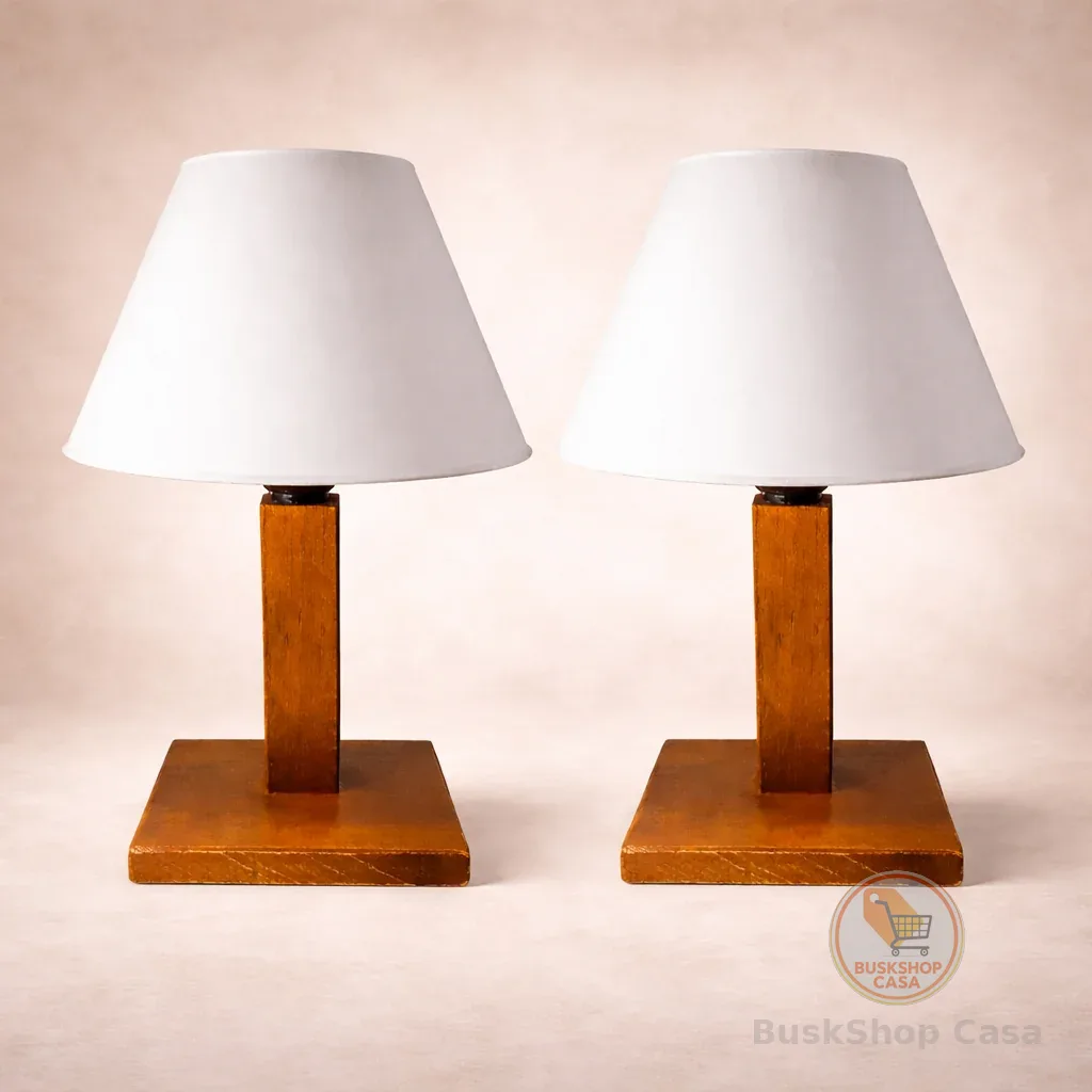 2 Abajur De Madeira Rustico Luminaria De Mesa Quarto Sala