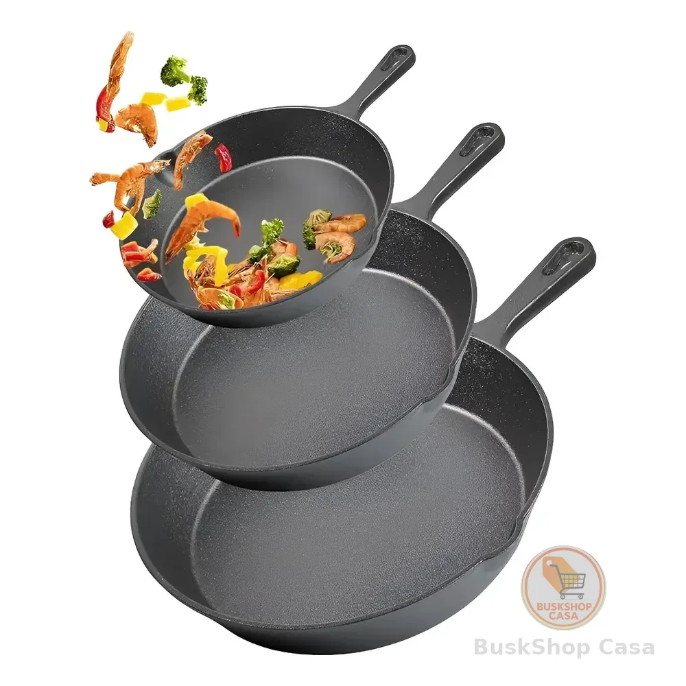 Conjunto De Frigideiras De Ferro Fundido - Três Peças