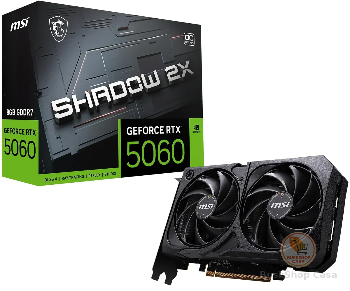 Placa de Video MSI RTX 5060 Shadow 2X OC, 8GB, GDDR7-912-V537-037