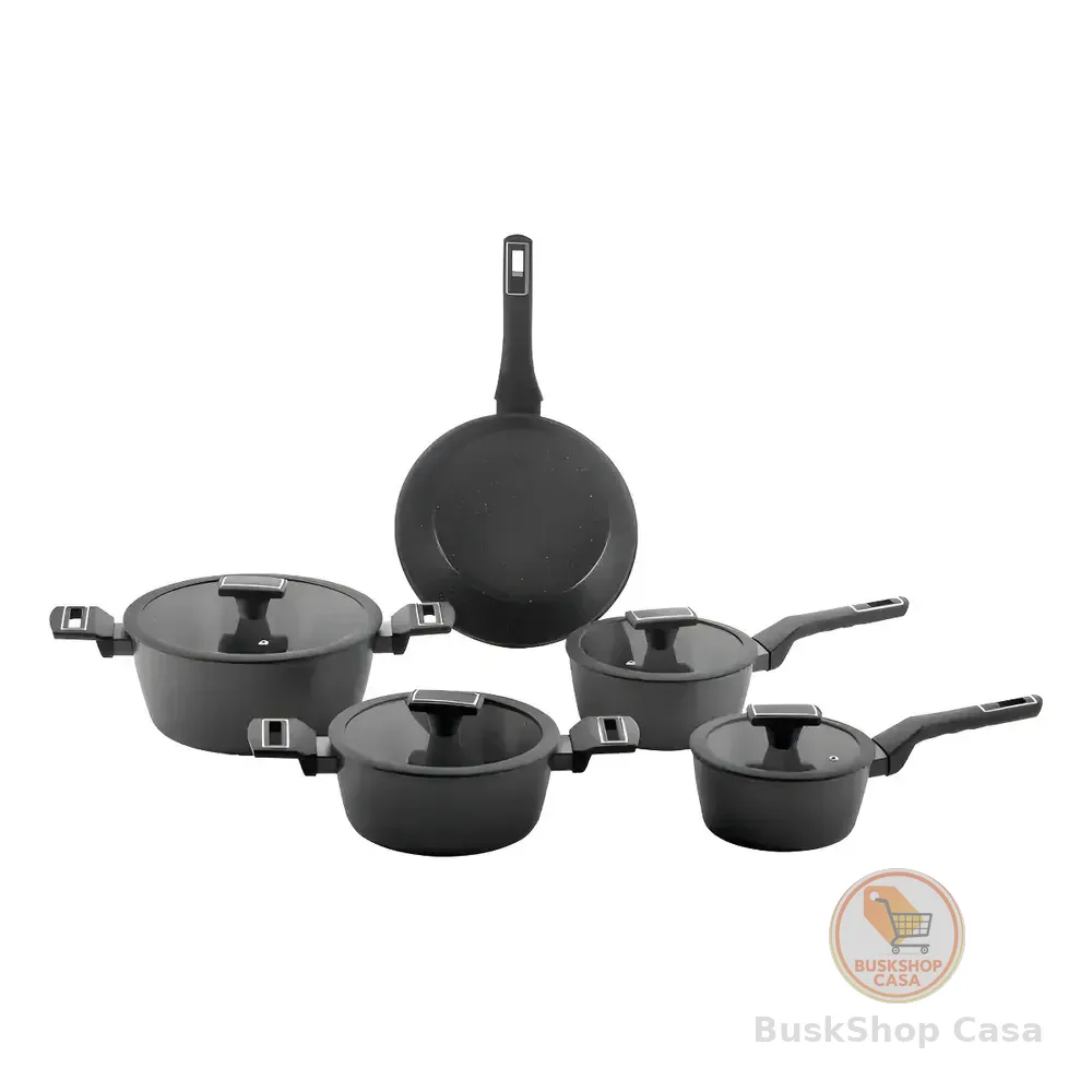 Jogo De Panelas Brinox Cerâmico 5 Pçs Carbon Ceramic Indução Cor Preto
