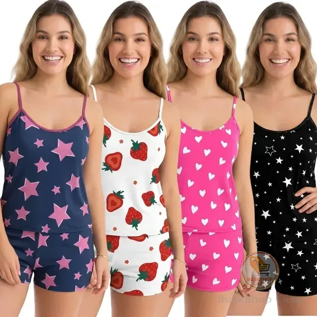 Kit 4 Pijamas Conjunto Baby Doll Feminino Microfibras Mulher