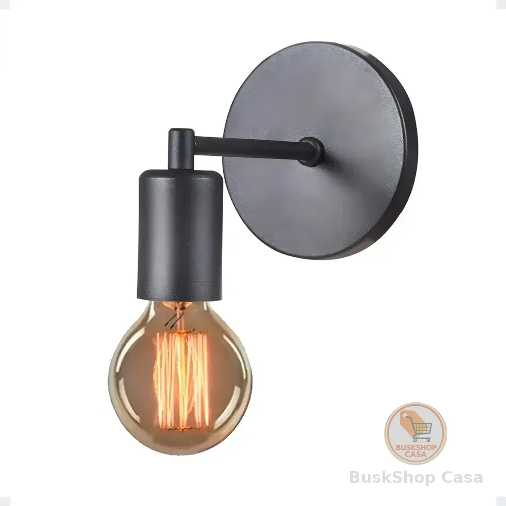 Arandela Parede Interna Lojas Luz Preto Alumínio Retrô E27 60W