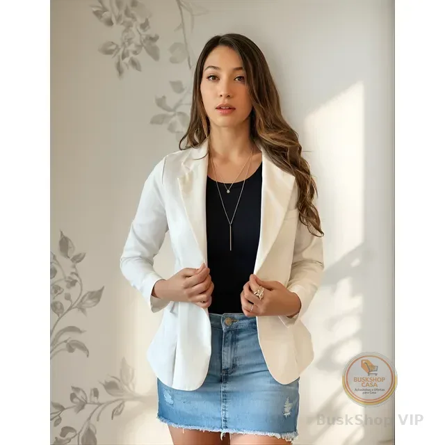 Blazer Casaquinho Alfaiataria Social Feminino Acinturado