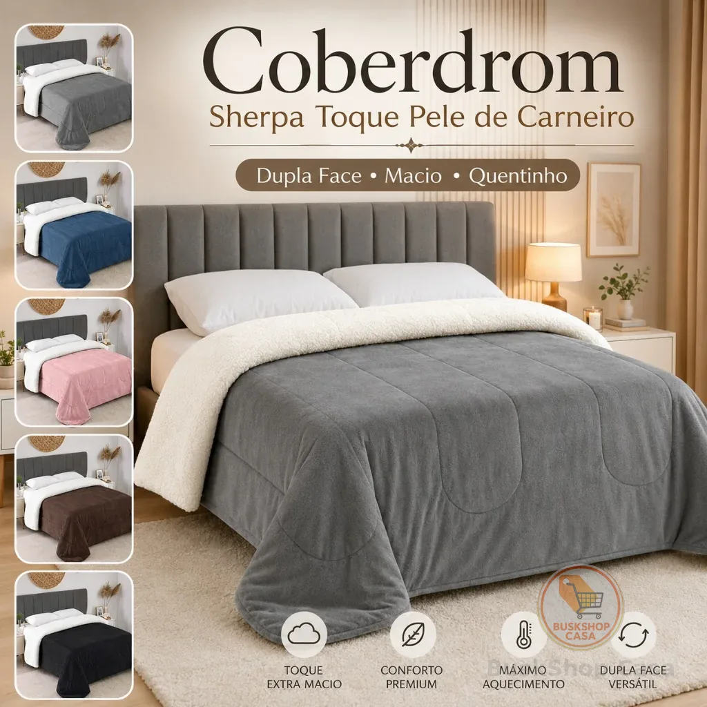 Coberdrom Edredom Queen Size Dupla Face Com Sherpa Lã de Carneiro Cobertor Grande