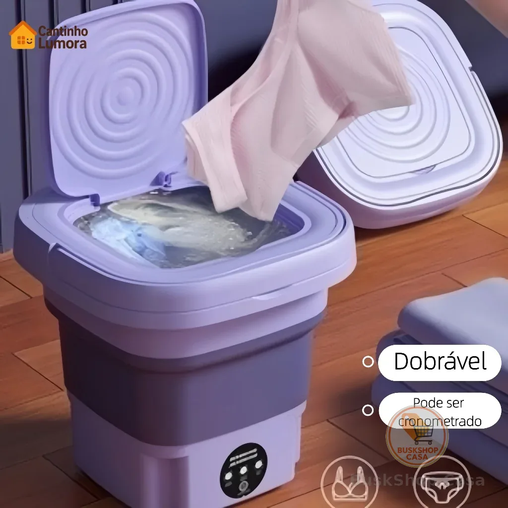 Mini máquina de lavar roupa dobrável portátil moderna automática roupa viagem bivolt