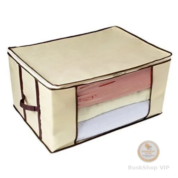 Organizador Multiuso Caixa Organizadora De Guarda Roupa Flexivel Com Ziper 60x45x30cm Grande
