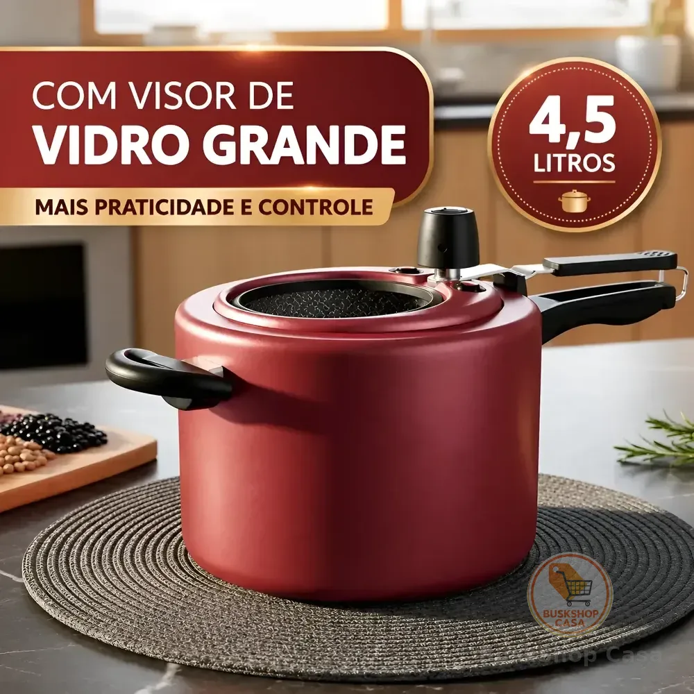 Panela De Pressão Mta Com Visor Grande Antiaderente 4,5 Litr