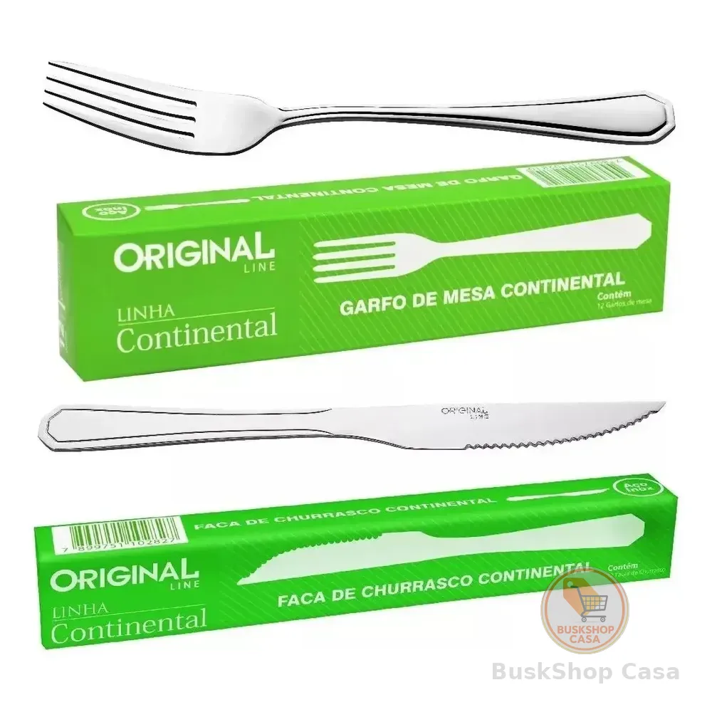 Jogo Garfo Original Faca Inox 24 Peças Restaurante Bar Buffet 3,0mm