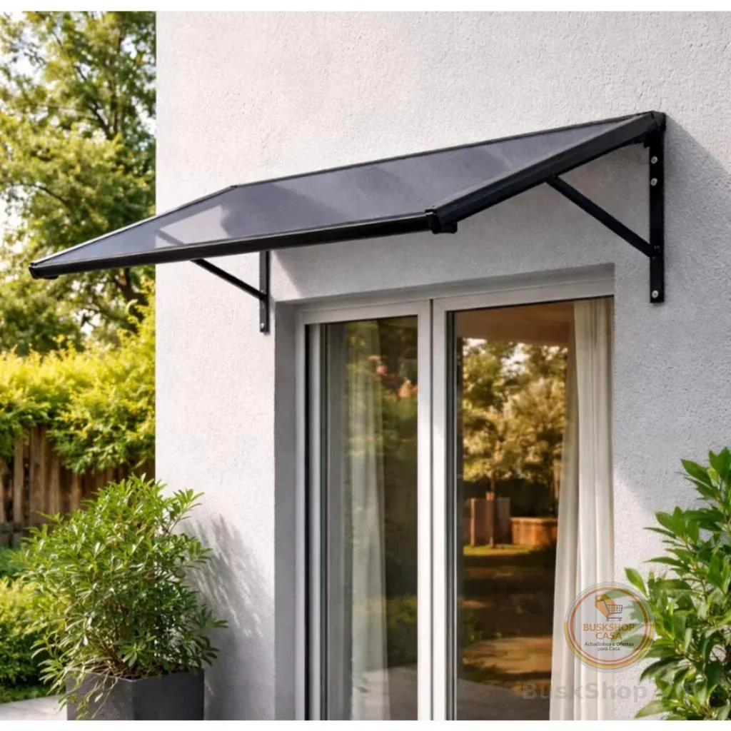 Toldo Policarbonato 100 a 200x70cm Alta Resistência, Proteção UV área externa portas e janelas
