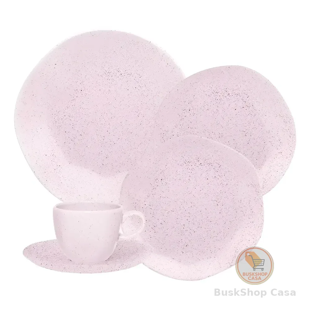 Aparelho De Jantar E Chá 20 Pçs Oxford Ryo Pink Sand Rosa