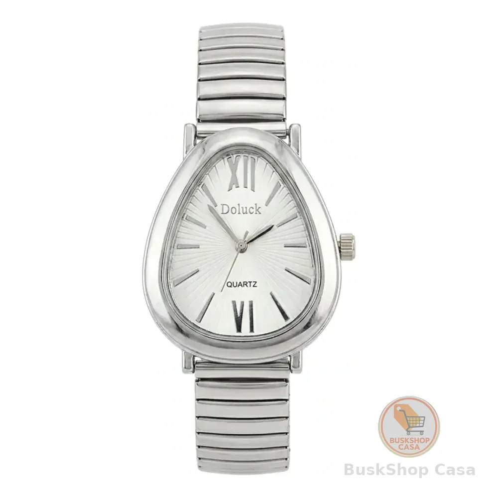Relógio De Pulso Feminino Premium Aço Bracelete Tulipa Moda Prata