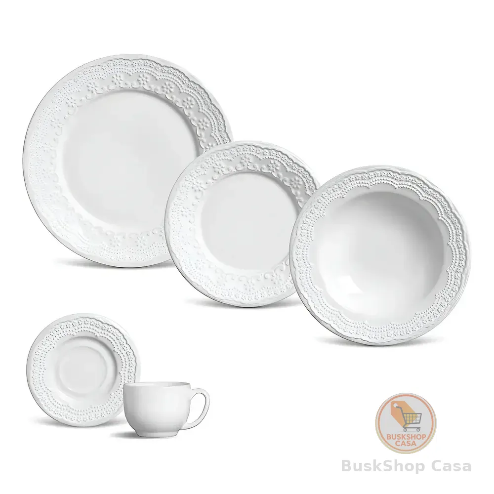 Aparelho De Jantar 30 Peças Madeleine Branco Liso