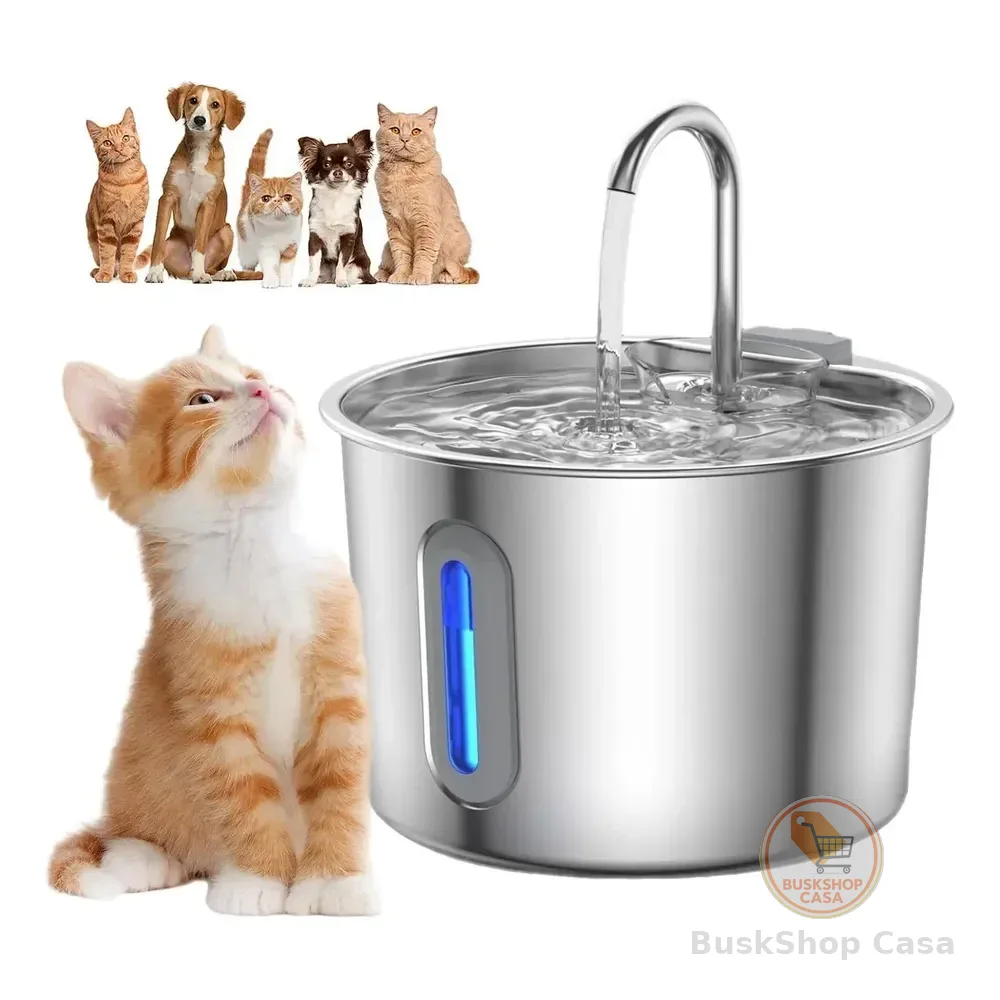 Bebedouro Fonte De Água De Aço Inoxidável Para Gatos Cãe 2l Aço Inoxidável