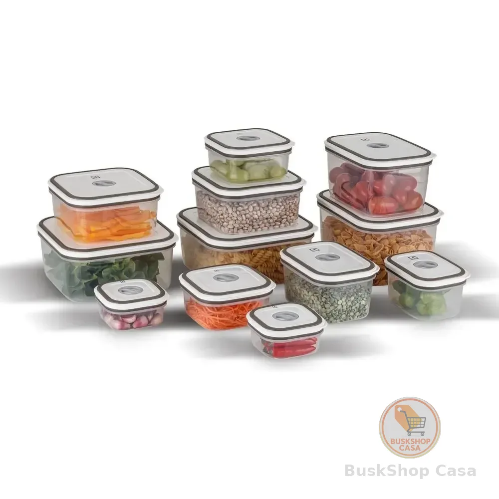 Electrolux Kit 12 Potes Herméticos De Plástico Retangulares, Multiuso, Vedação Silicone, Bpa Free, Porta Mantimentos, Empilháveis Cinza