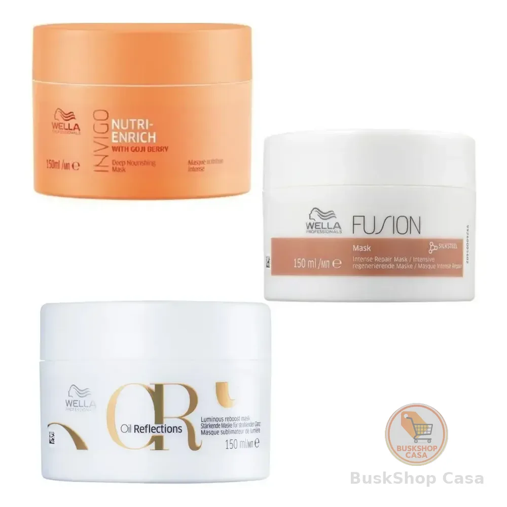 Kit Wella Máscaras: Fusion, Oil Reflections, Invigo Enrich