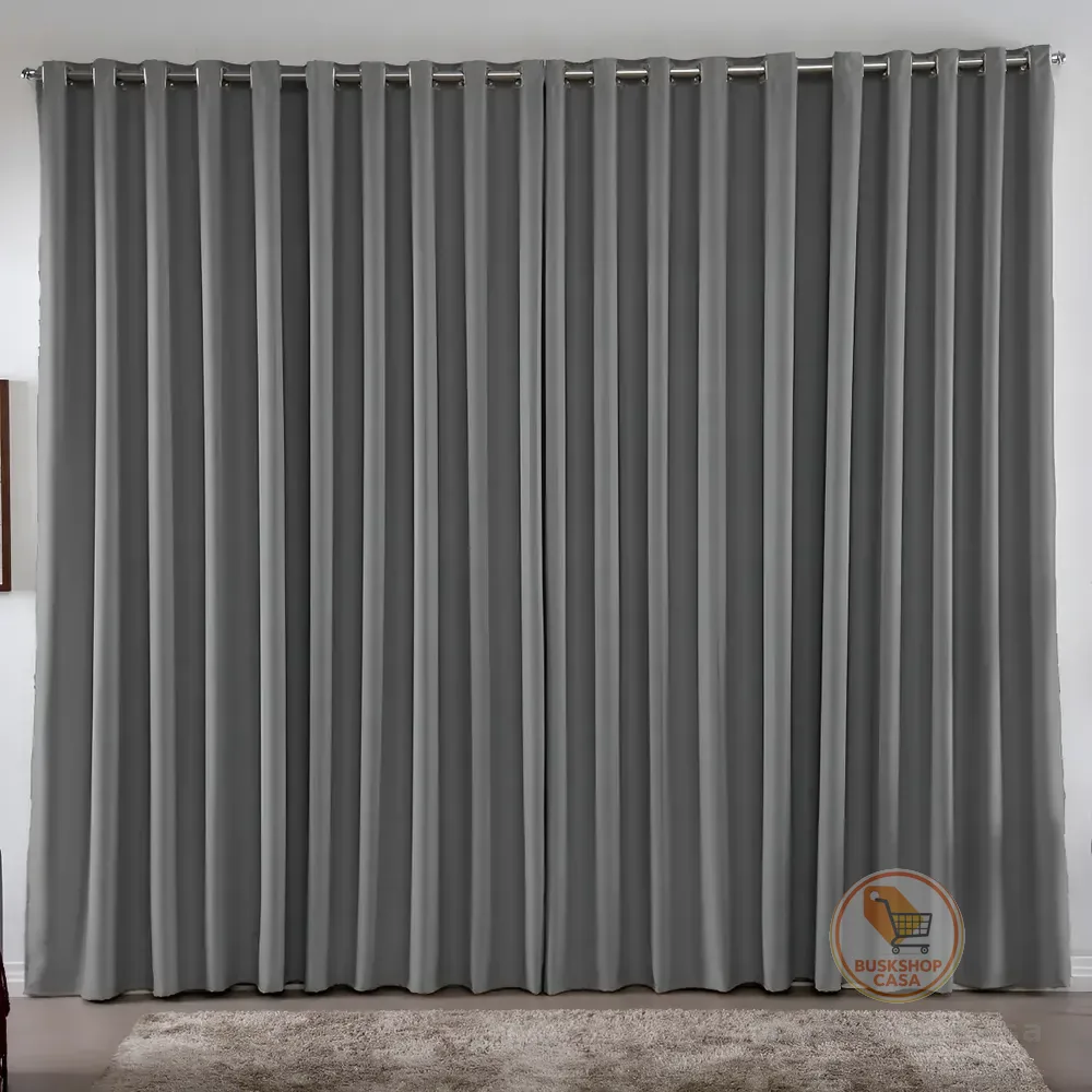 Cortina 3,00x2,80 Metros Blackout Blecaute Cinza Corta Luz Em Tecido Grosso Para Quarto E Sala Casa Laura Enxovais