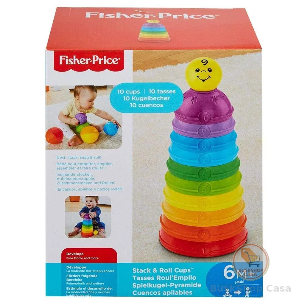 Fisher-Price Brinquedo para Bebês Potinhos Empilhar & Rolar para crianças a partir de 6 meses