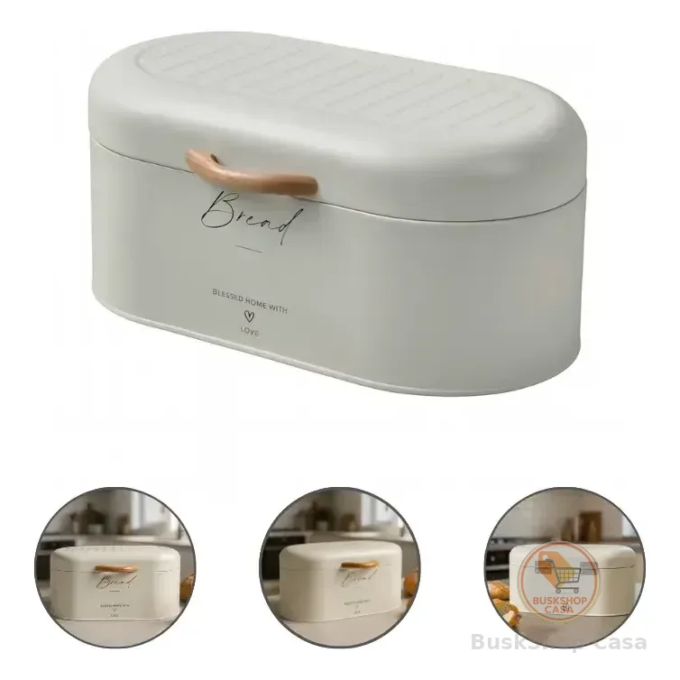 Porta Pão Grande Metal Organizador De Pães Bolo Moderno Creme Lisa