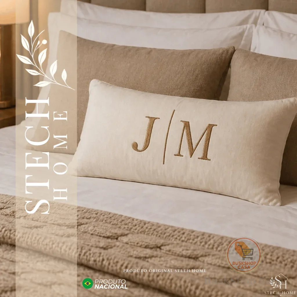 ALMOFADA DECORATIVA COM INICIAL DE CASAL PERSONALIZADA COM BORDADO PREMIUM